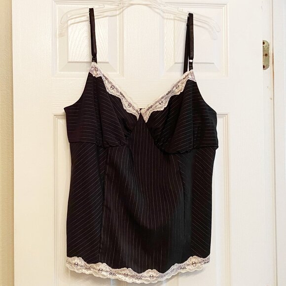 torrid Tops - NWT Torrid Menswear Pinstripe Lace-Trim Cami Size 3